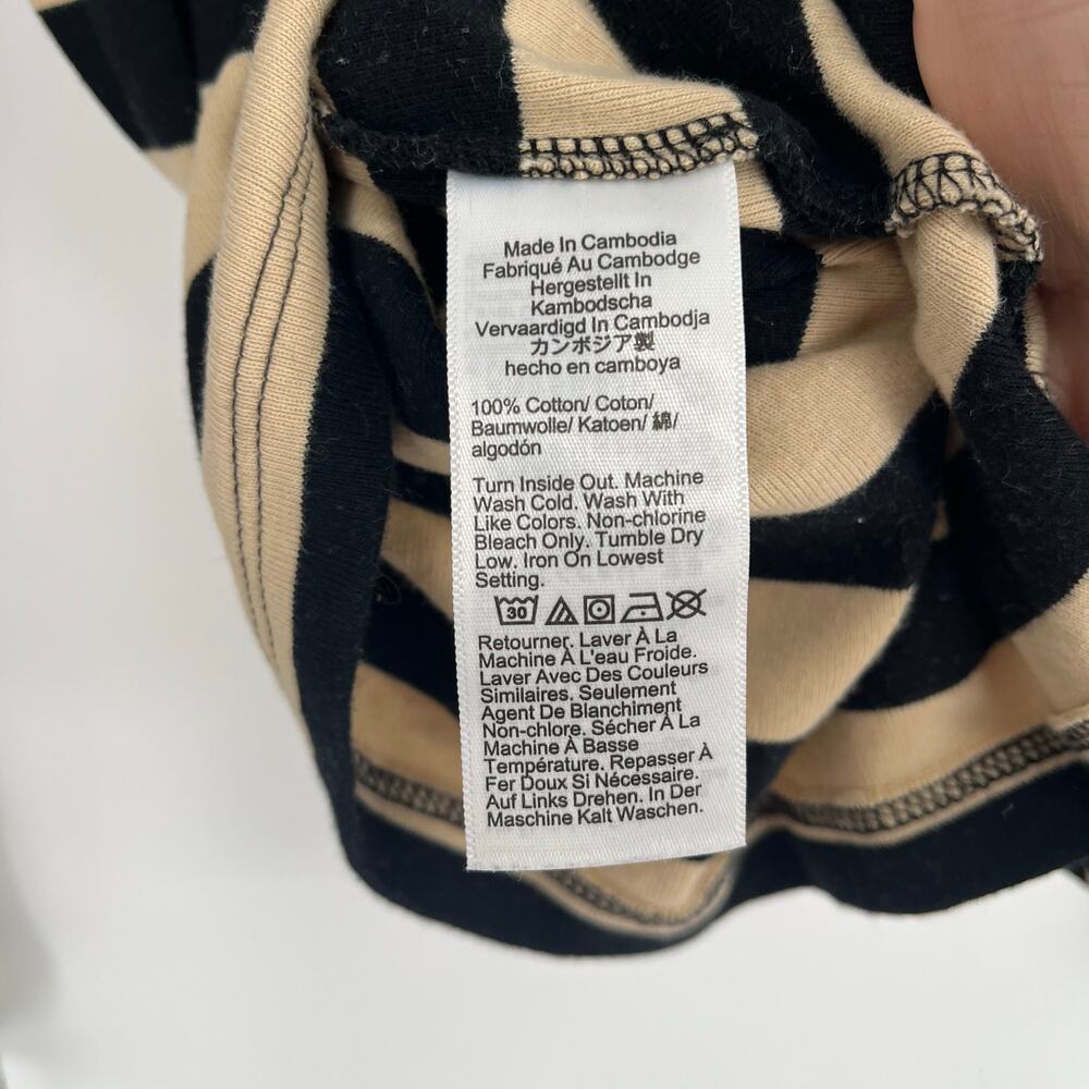 J. Crew Perfect Fit Long Sleeve Shirt Size Large Black Tan Striped Gold Buttons - Picture 4 of 9